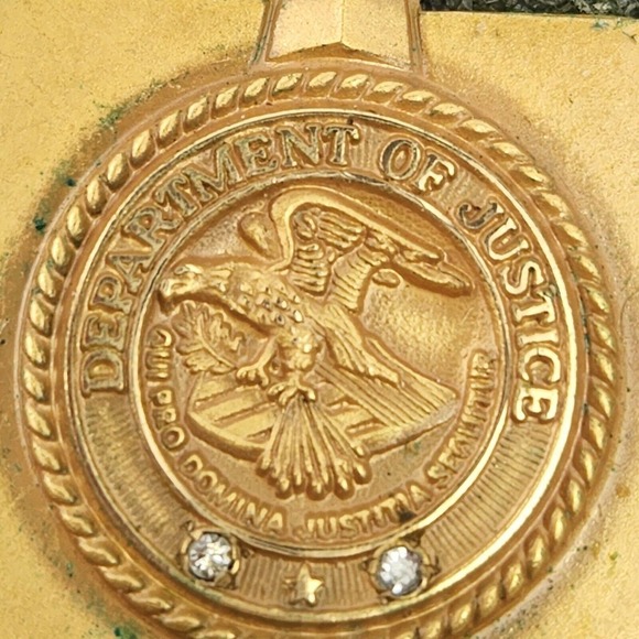 Vintage  diamond chips 2, pendant fob, DOJ INS legacy gold filled10K - Picture 3 of 8